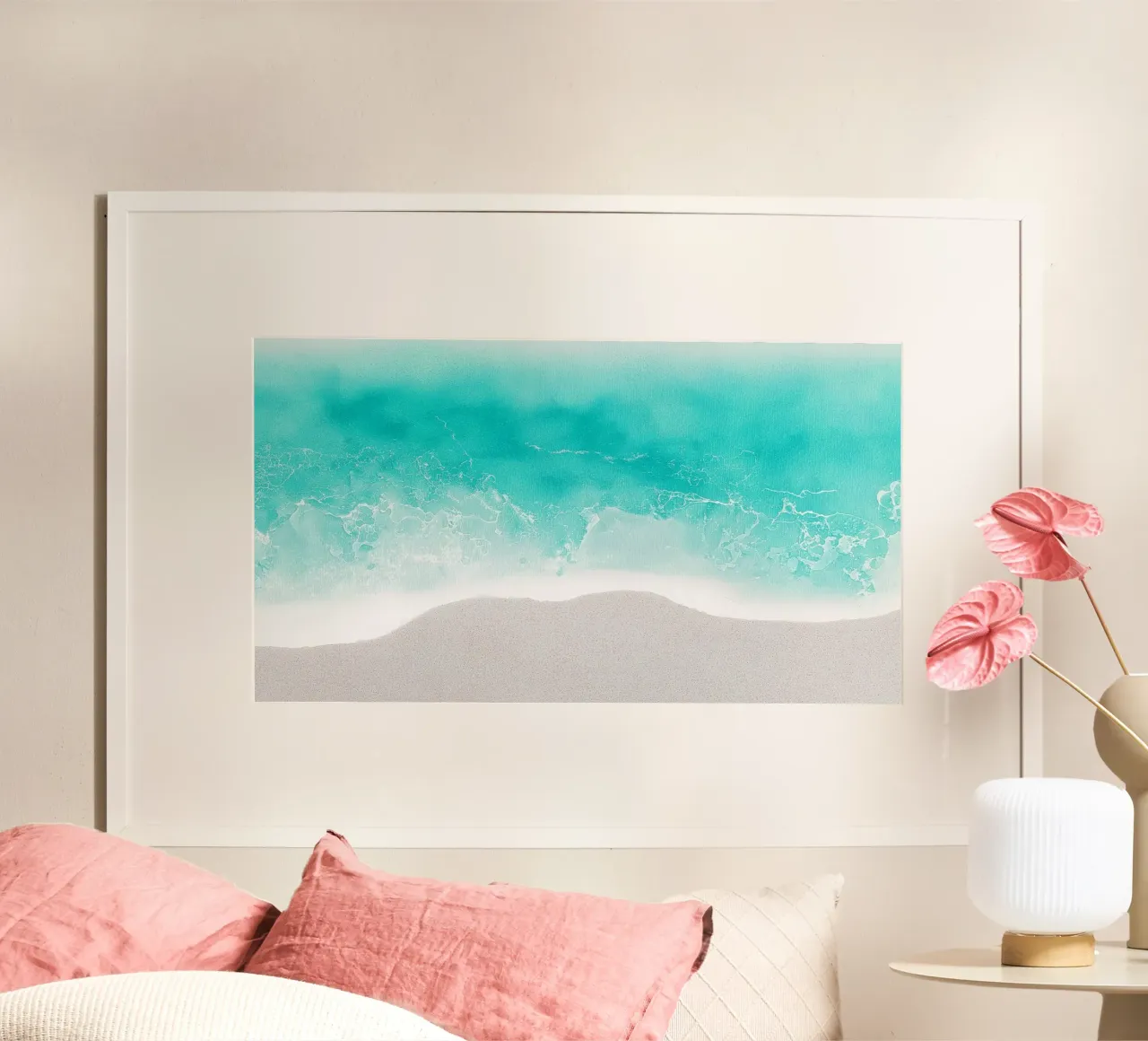 Riverbero sul litorale poster con telaio in legno da Matthias Keller Studio