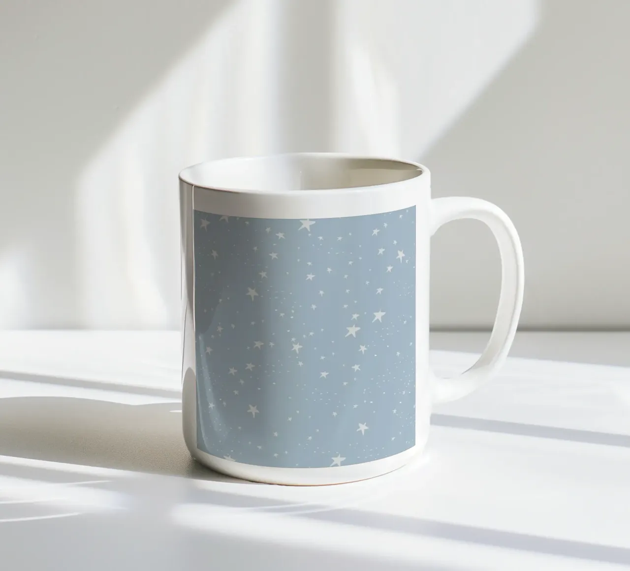 star shapes seamless pattern blue background ceramic mug by gulsengunel