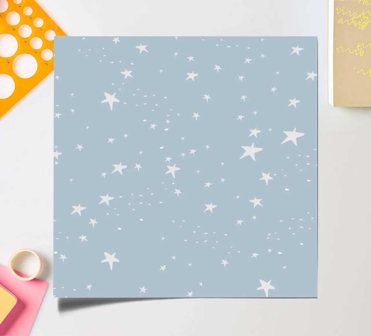 star shapes seamless pattern blue background sticker sheet by gulsengunel