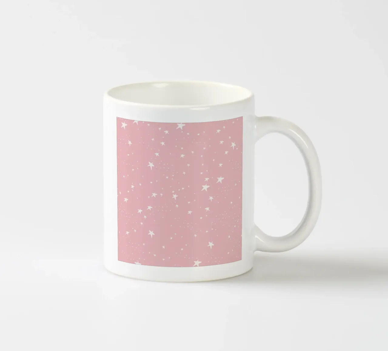 star shapes seamless pattern pink background ceramic mug by gulsengunel
