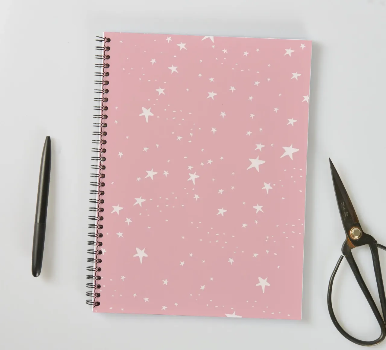 star shapes seamless pattern pink background spiral notebook by gulsengunel