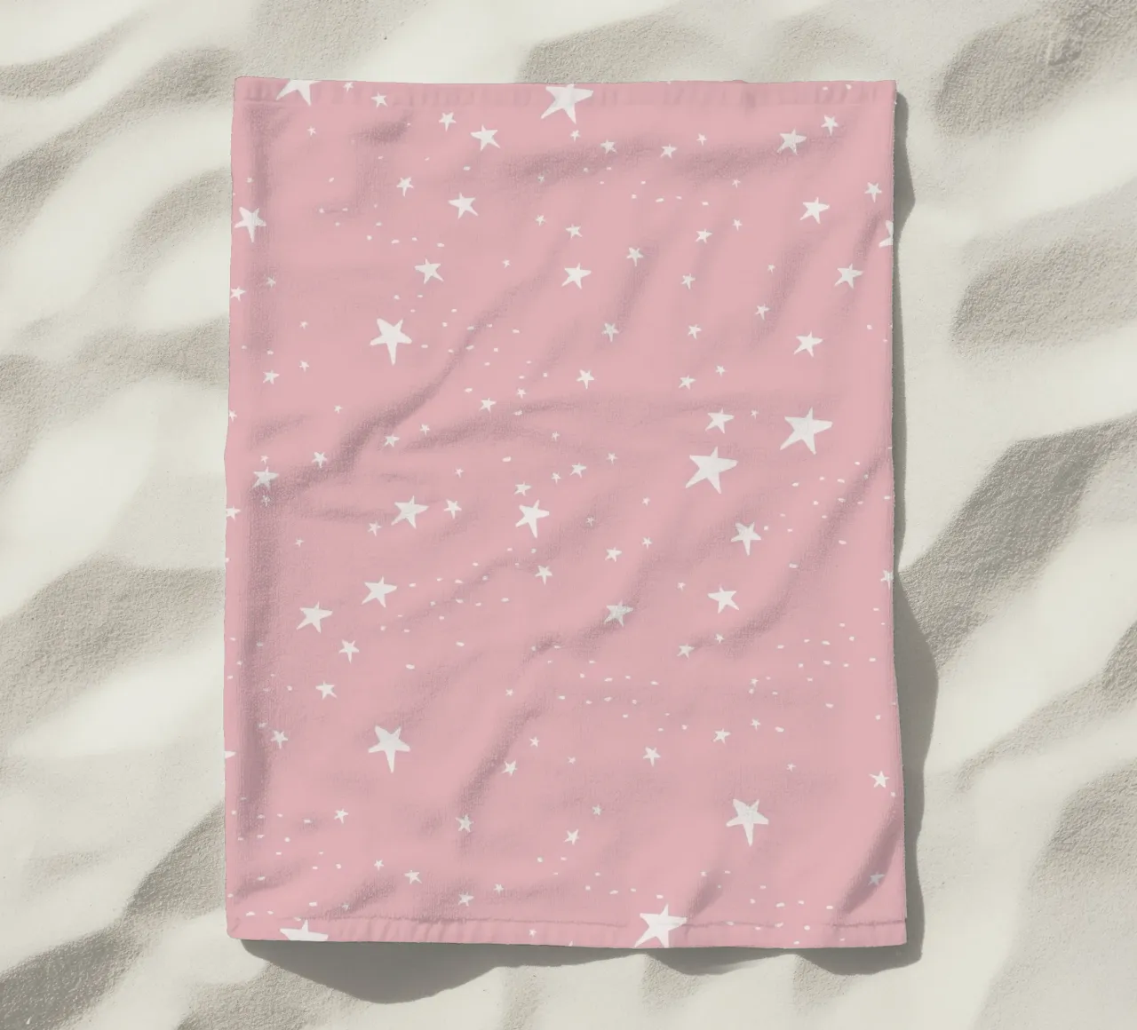 star shapes seamless pattern pink background beach towel by gulsengunel