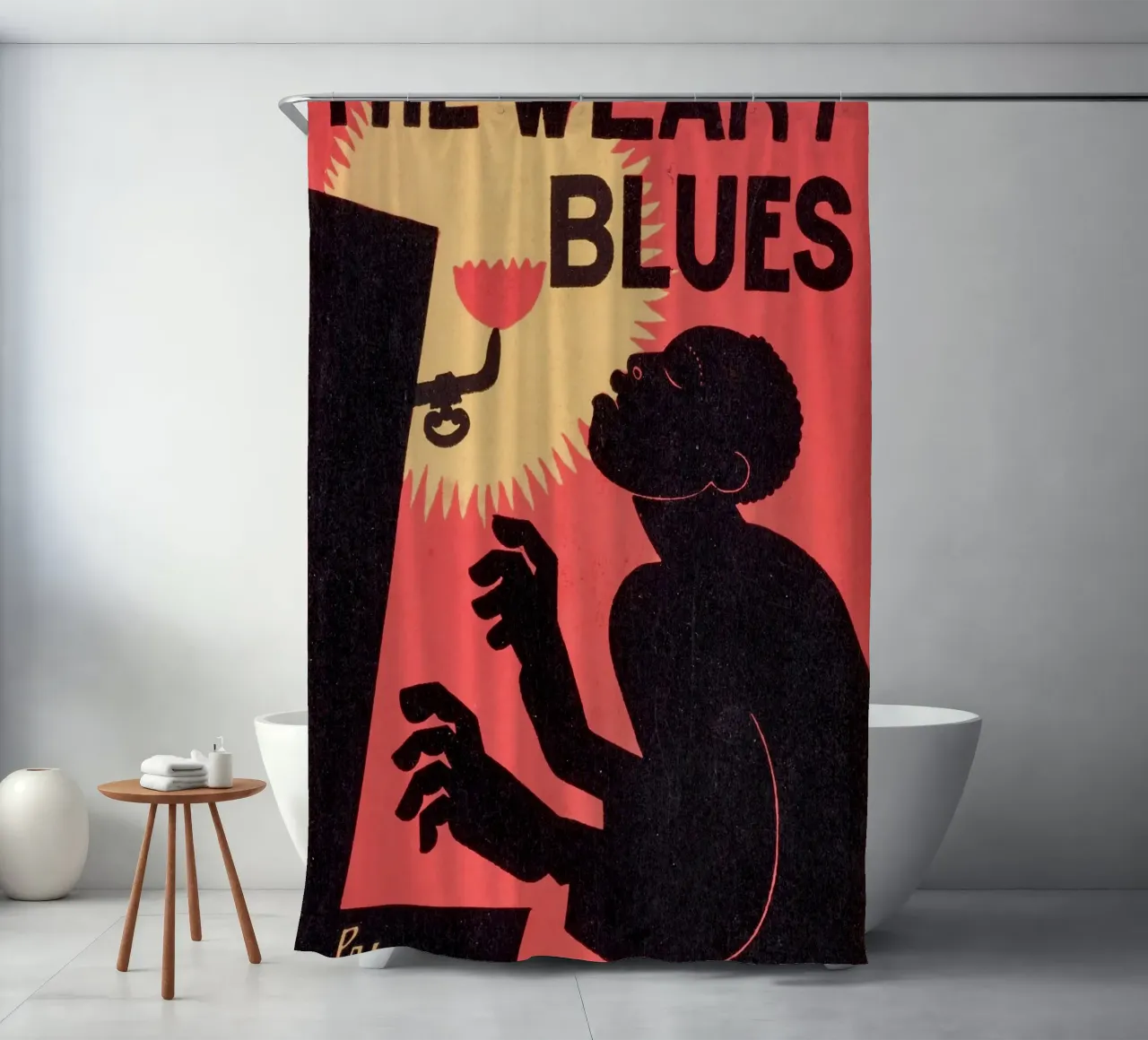 The Weary Blues – Poster Art Inspired by Langston Hughes (19 shower curtain by Classic Art Prints