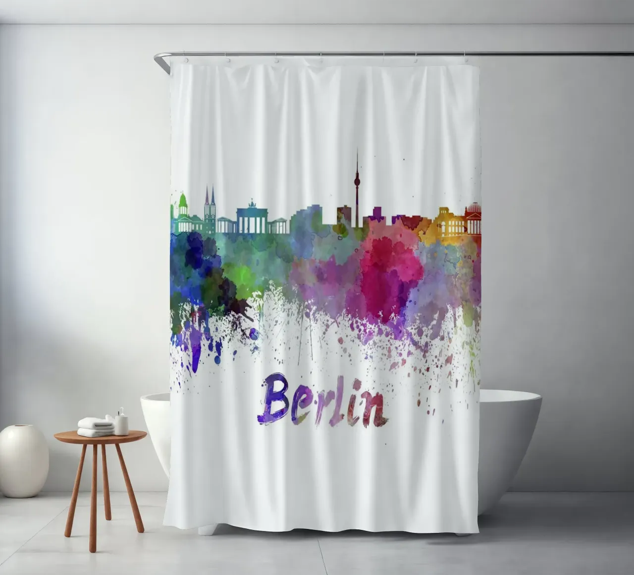 Berlin skyline shower curtain by 🎨 Point and Art