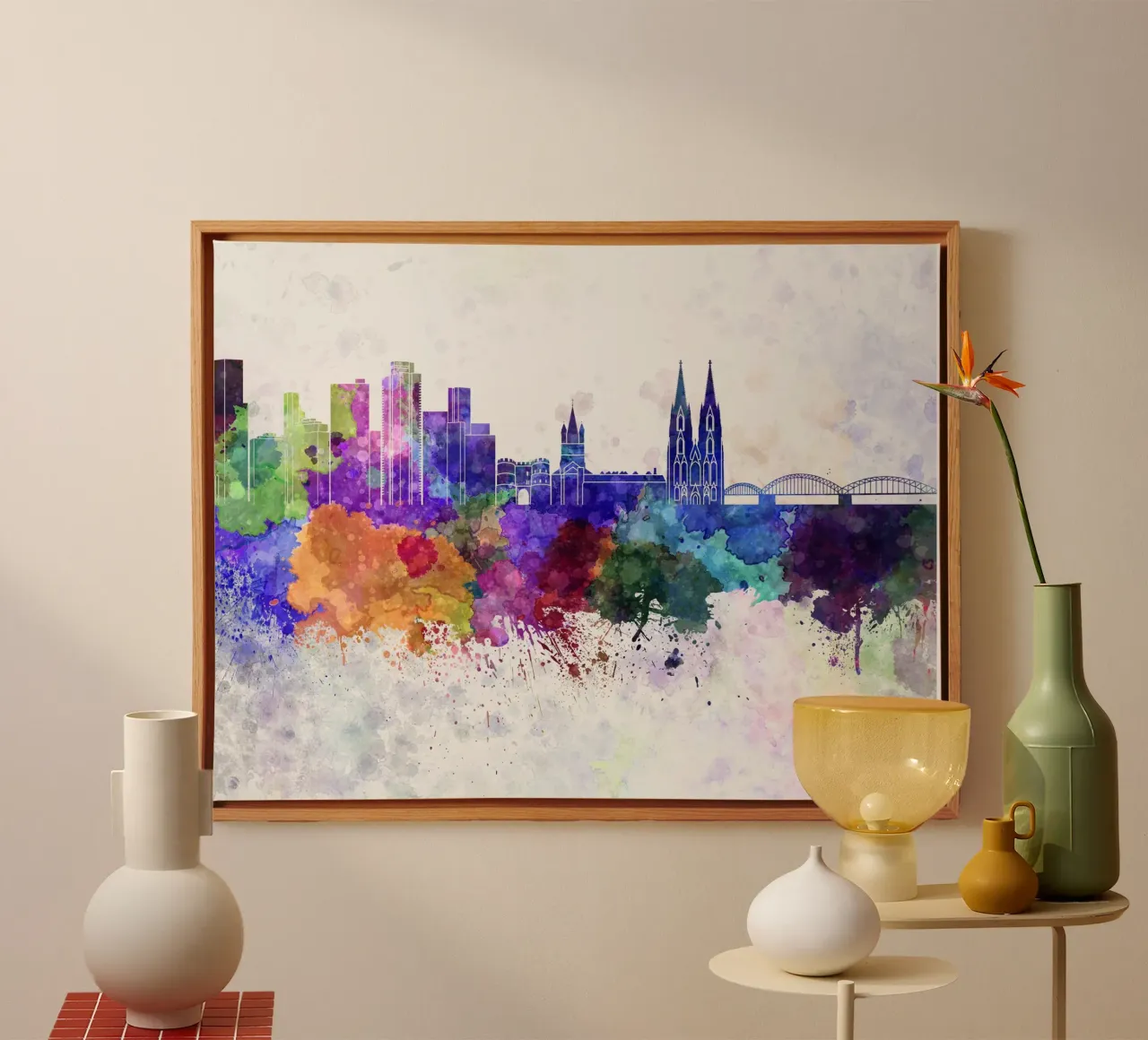 Keulse skyline canvas met Baklijst van 🎨 Point and Art