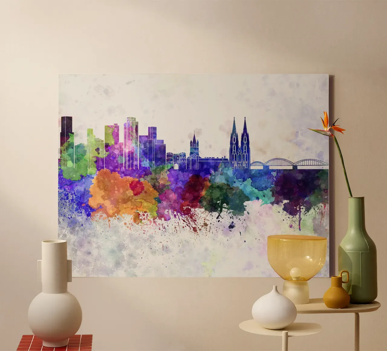 Keulse skyline canvas met Baklijst van 🎨 Point and Art