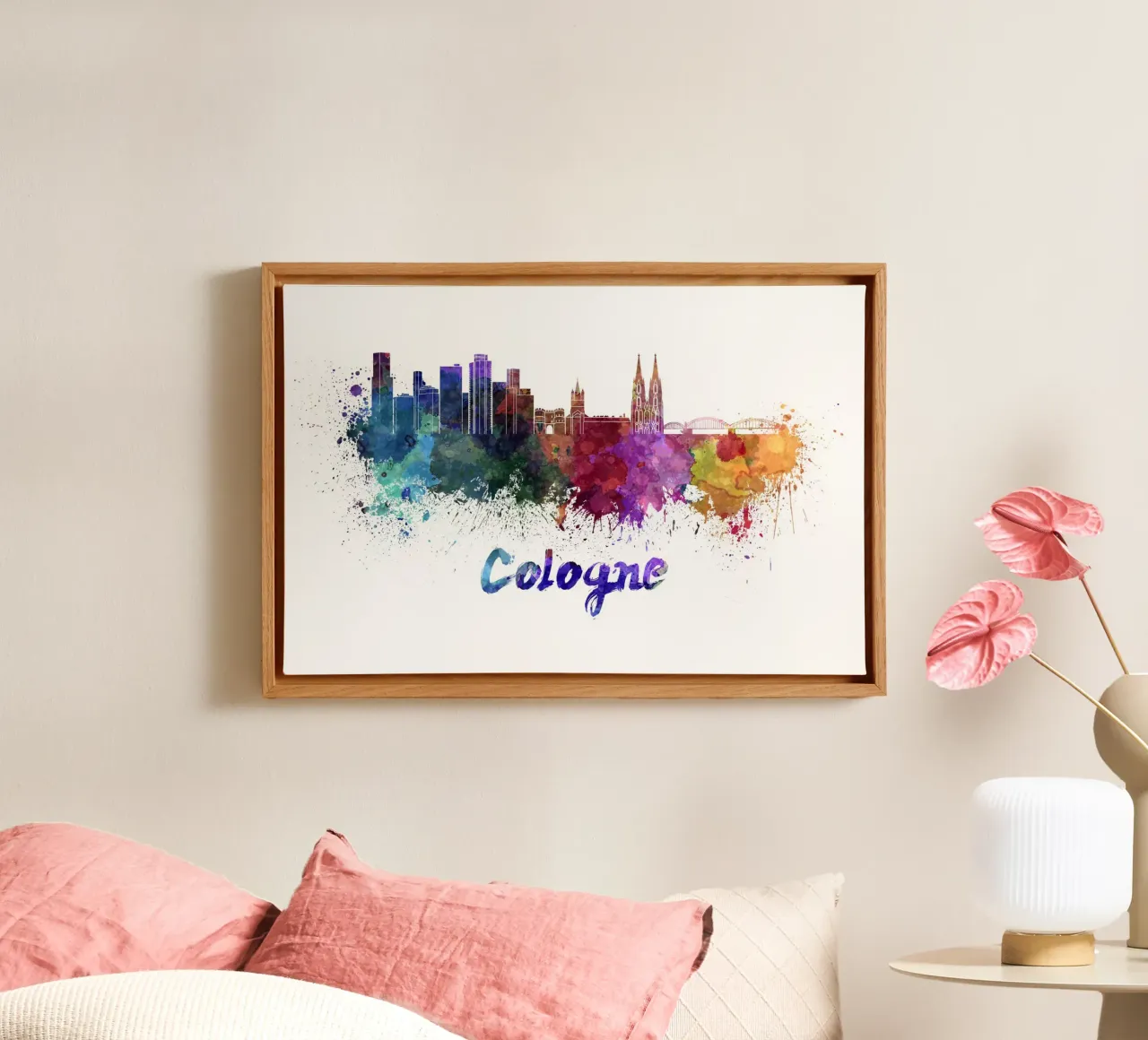 Keulse skyline canvas met Baklijst van 🎨 Point and Art
