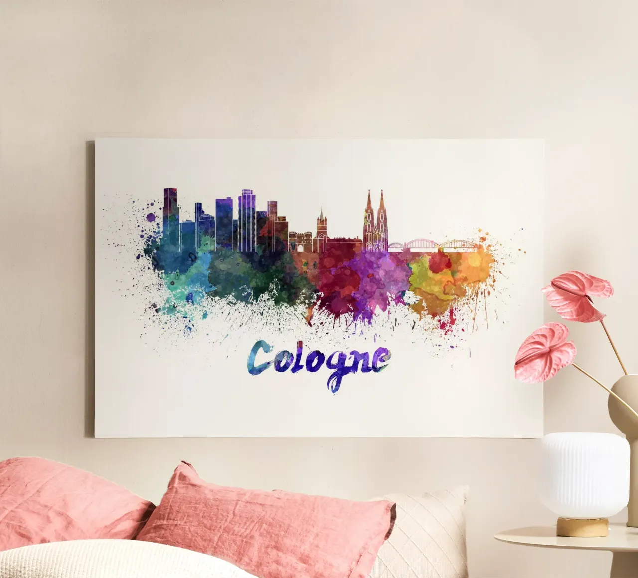 Keulse skyline canvas met Baklijst van 🎨 Point and Art