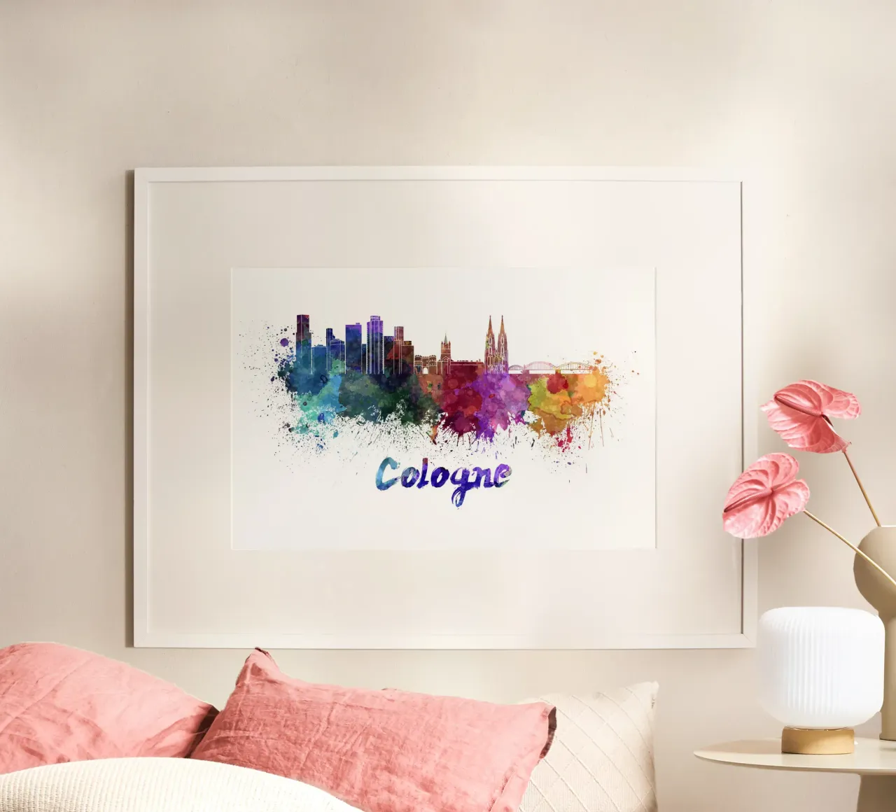 Lo skyline di Colonia poster con telaio in plastica da 🎨 Point and Art