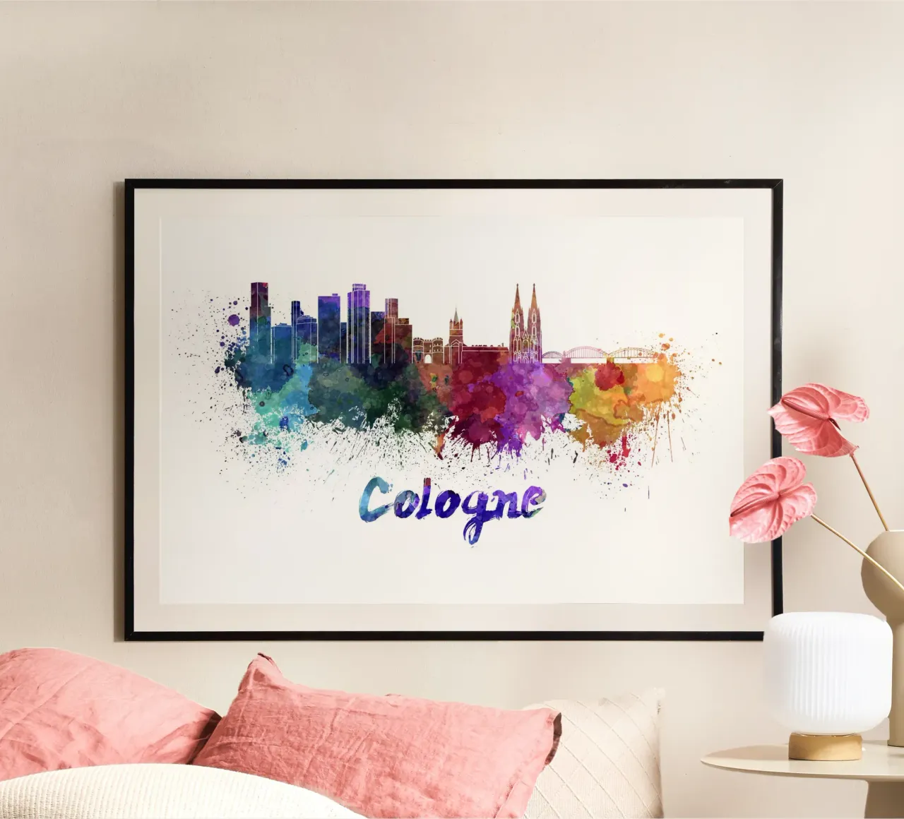 Lo skyline di Colonia poster con telaio in plastica da 🎨 Point and Art