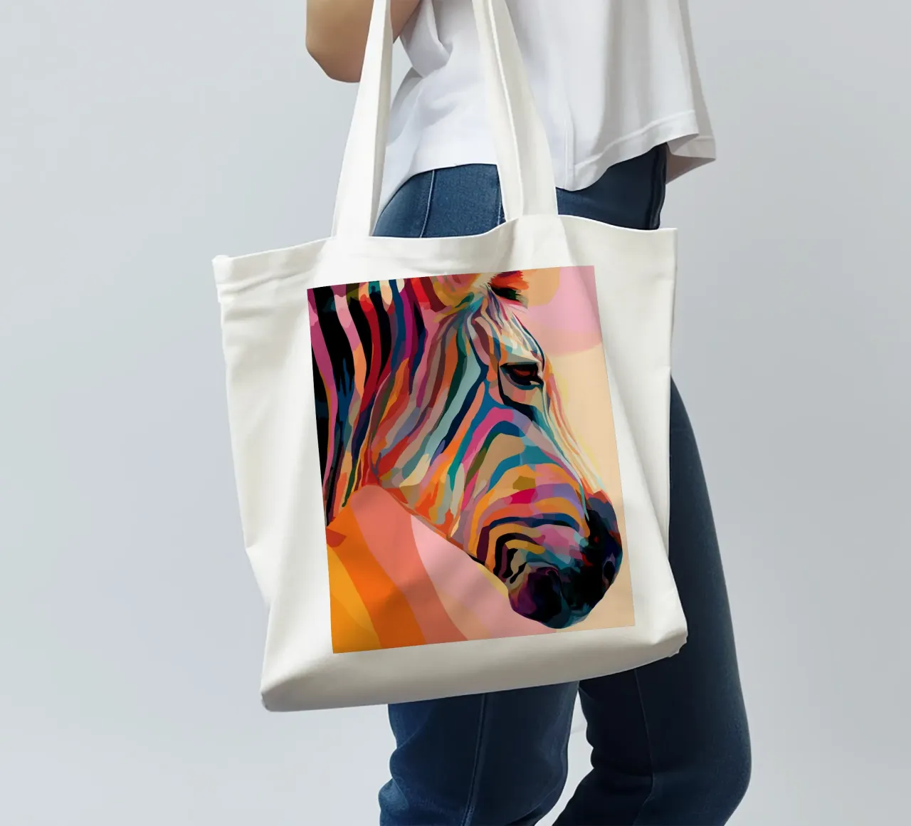 Zebra colorata borsa in juta da Pictura