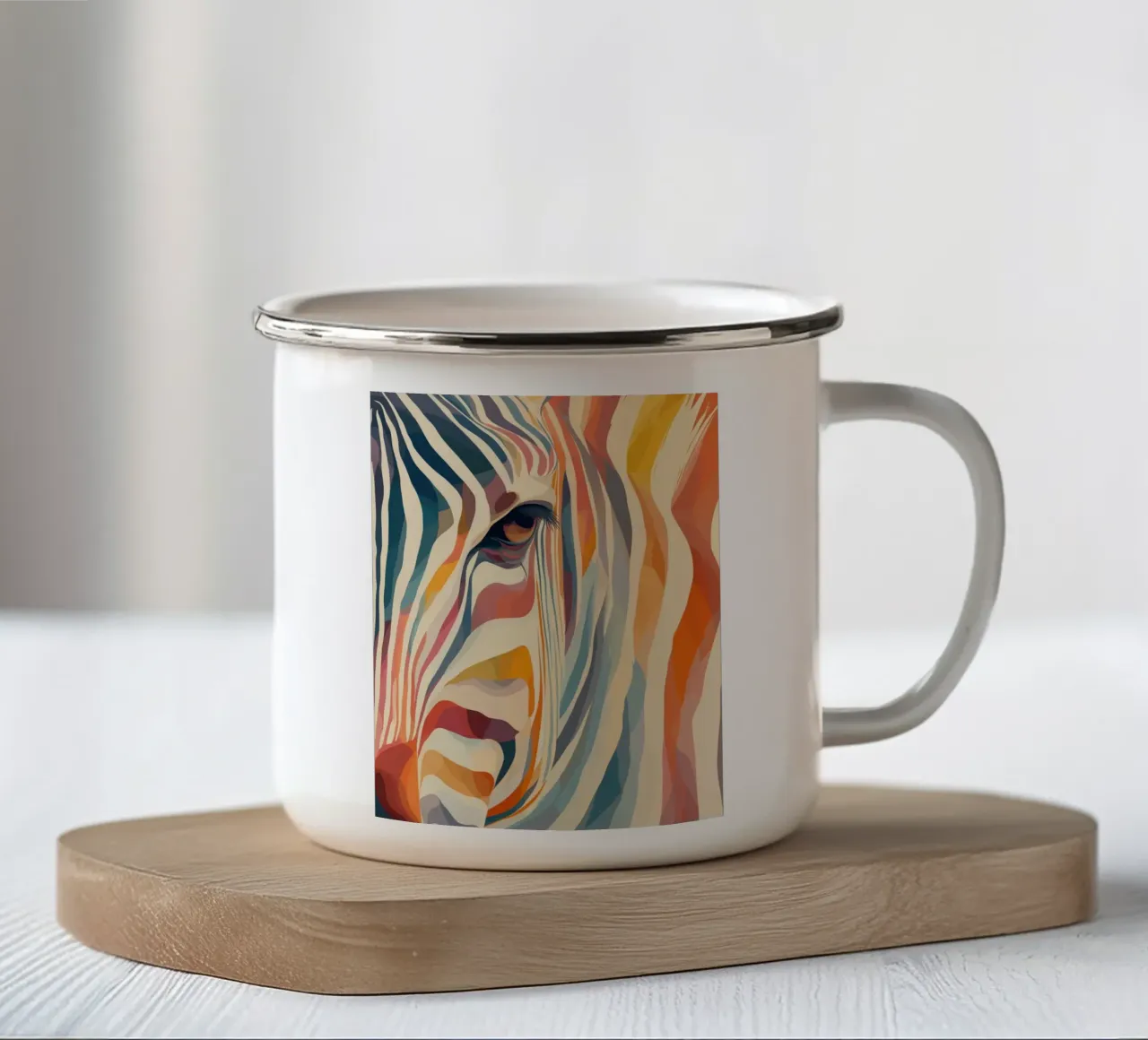 Zebra in tanti colori tazza in smalto da Pictura