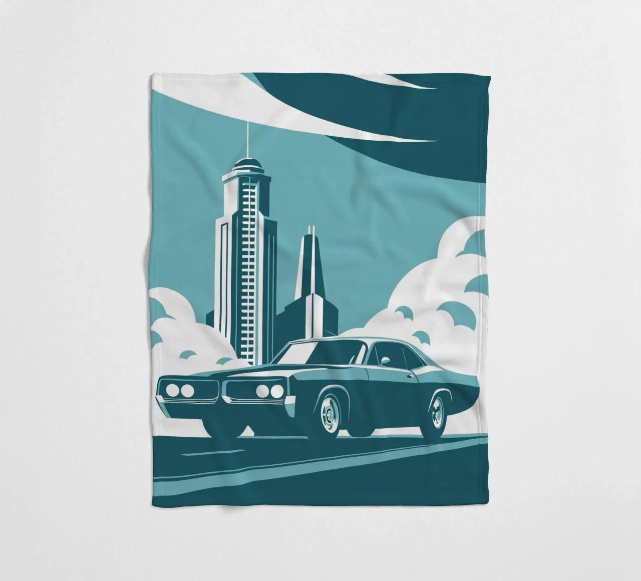 Classic Car in the Urban Area fleece blanket by STORE PRESENCE