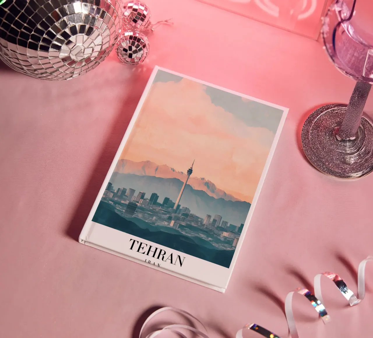 Tehran Skyline Art Print - Milad Tower & Mountains notebook by homdeco