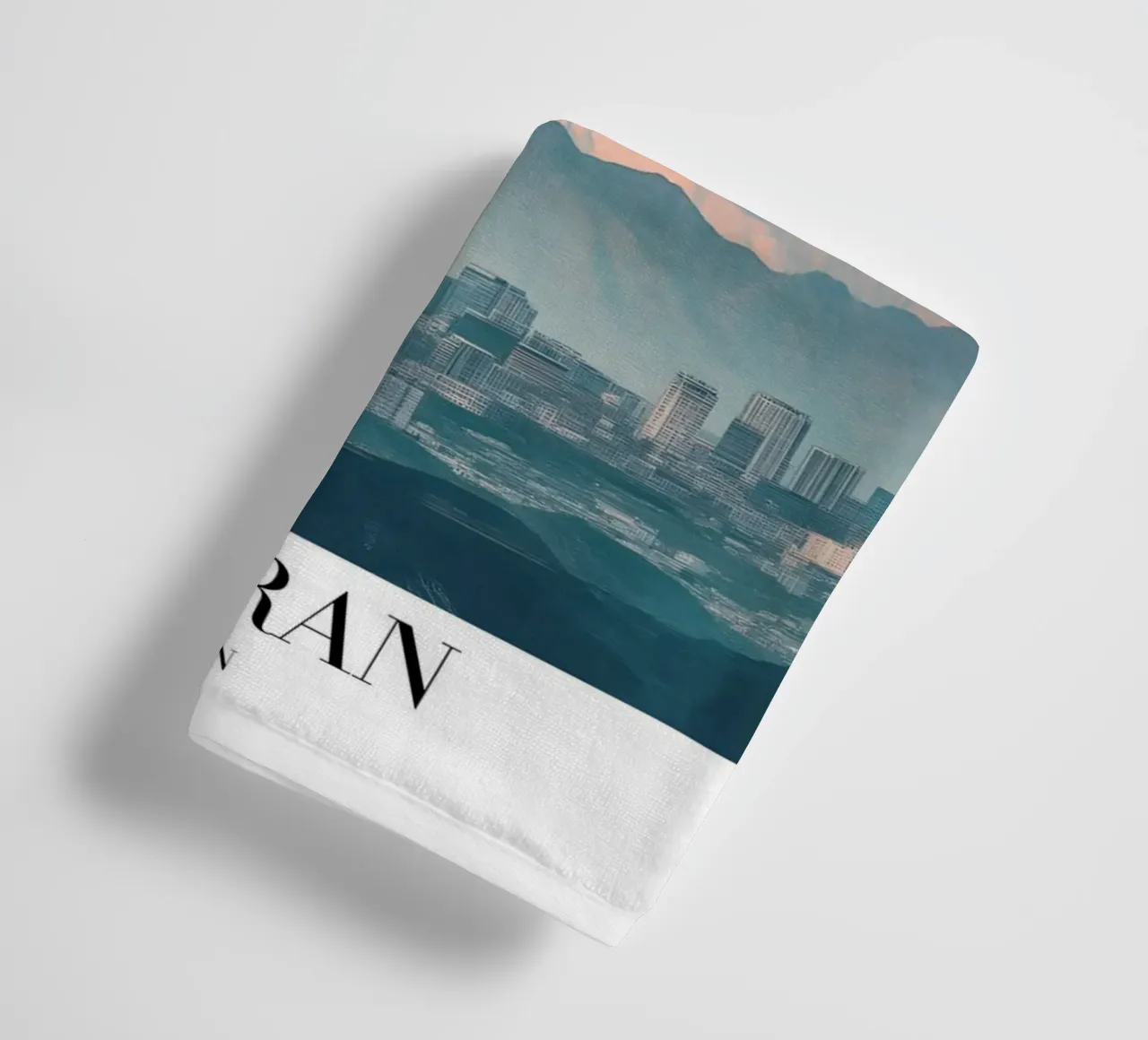 Tehran Skyline Art Print - Milad Tower & Mountains towel by homdeco