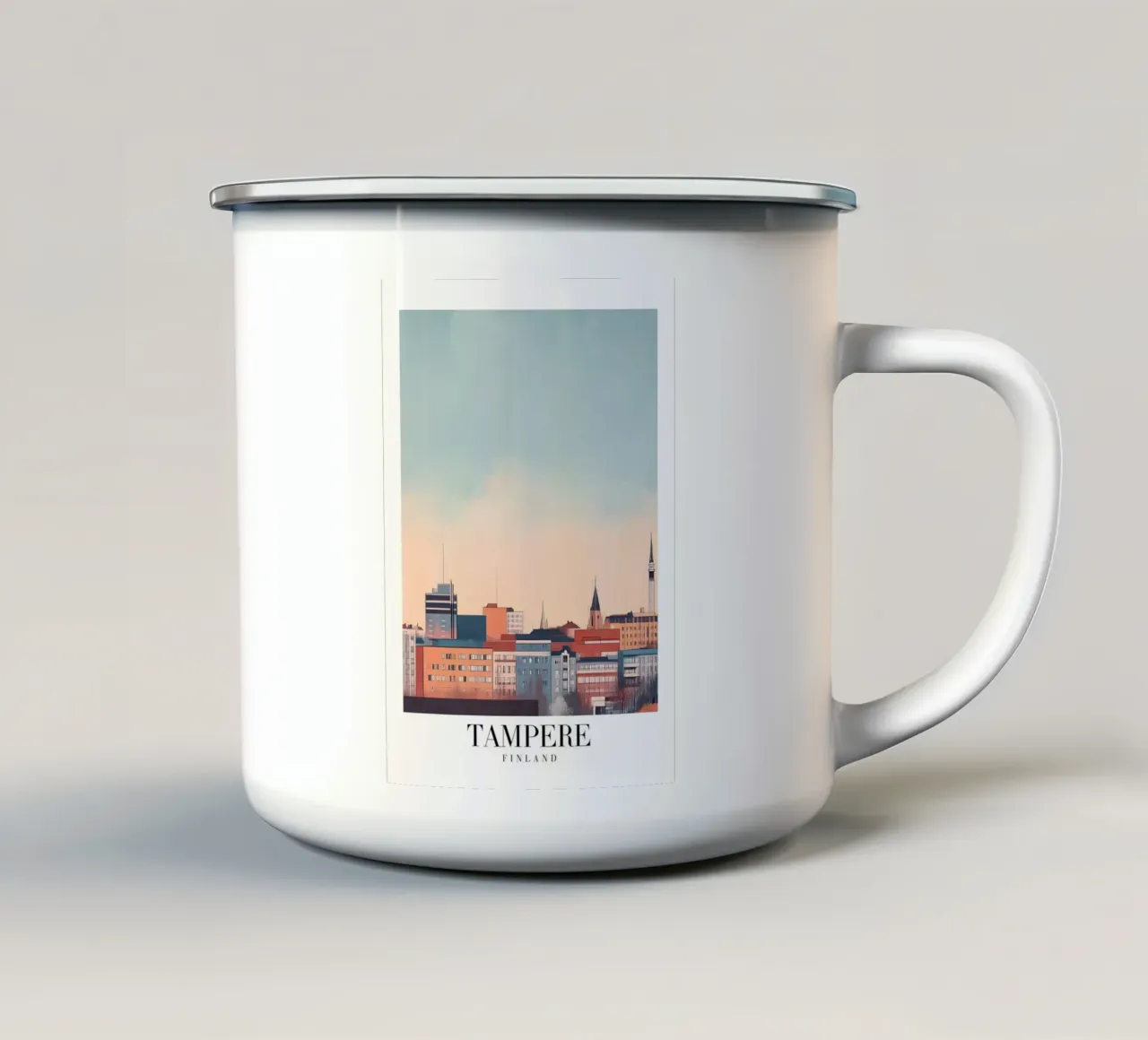 Tampere Finland stadsgezicht Art Print - Nordic Skyline emaille mok van homdeco