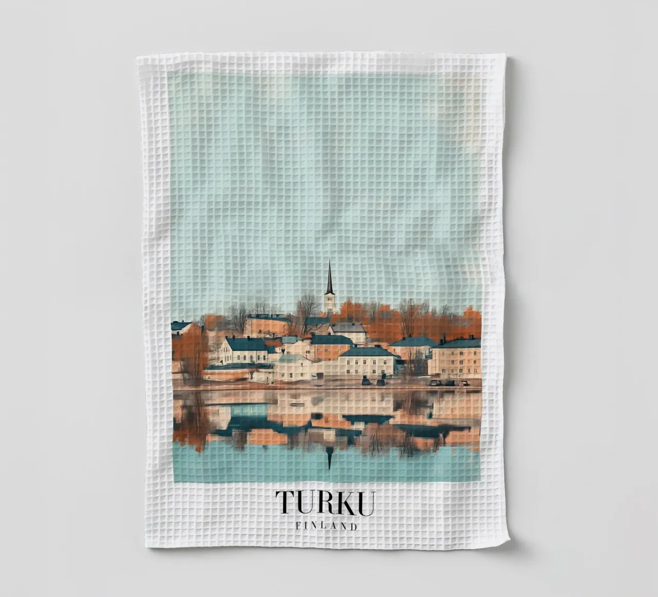Turku Finland Riverside Art Print - Nordic Charm torchon de homdeco