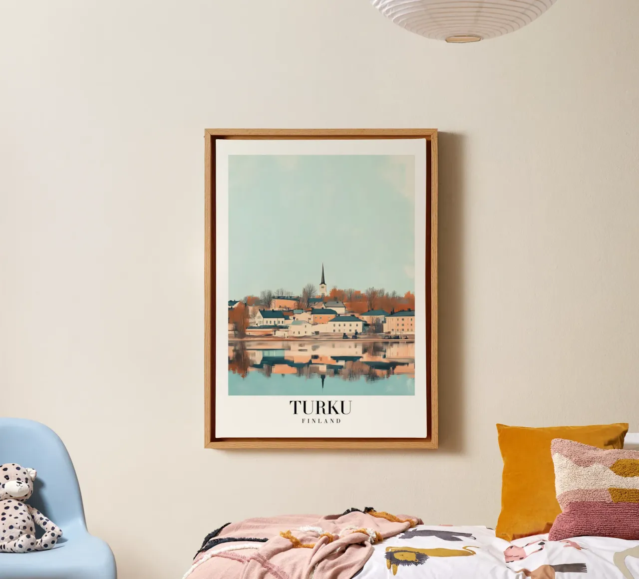 Turku Finland Riverside Art Print - Nordic Charm canvas met Baklijst van homdeco
