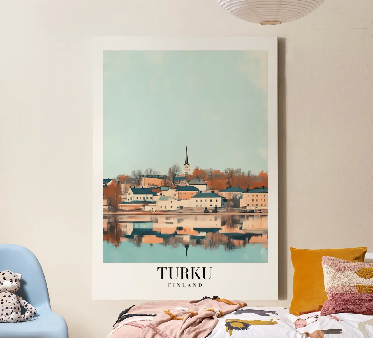 Turku Finland Riverside Art Print - Nordic Charm canvas met Baklijst van homdeco
