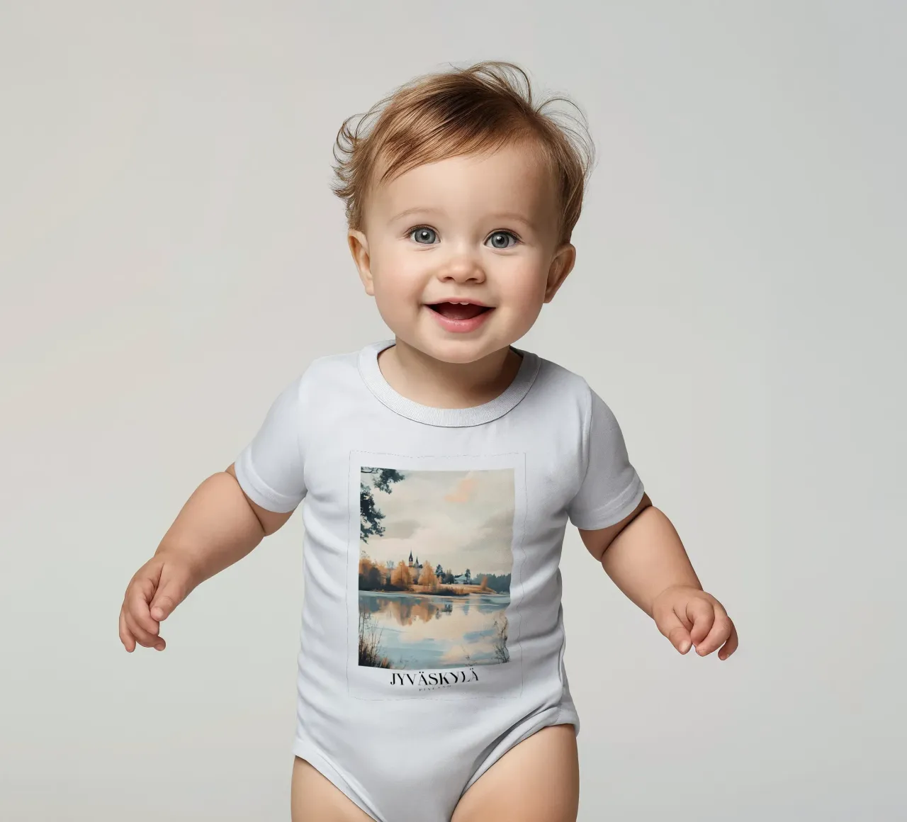 Impression d'art - Vue du lac de Jyväskylä en Finlande - Sérénité automnale body bébé de homdeco