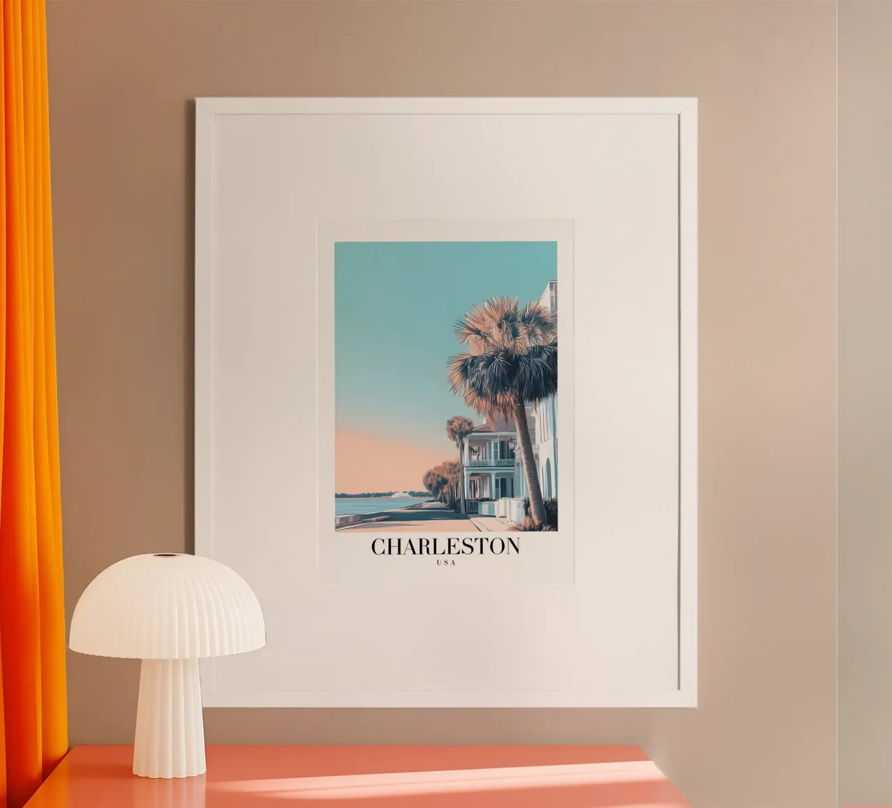 Stampa d'arte sul lungomare di Charleston - Fascino del sud e palme poster da homdeco