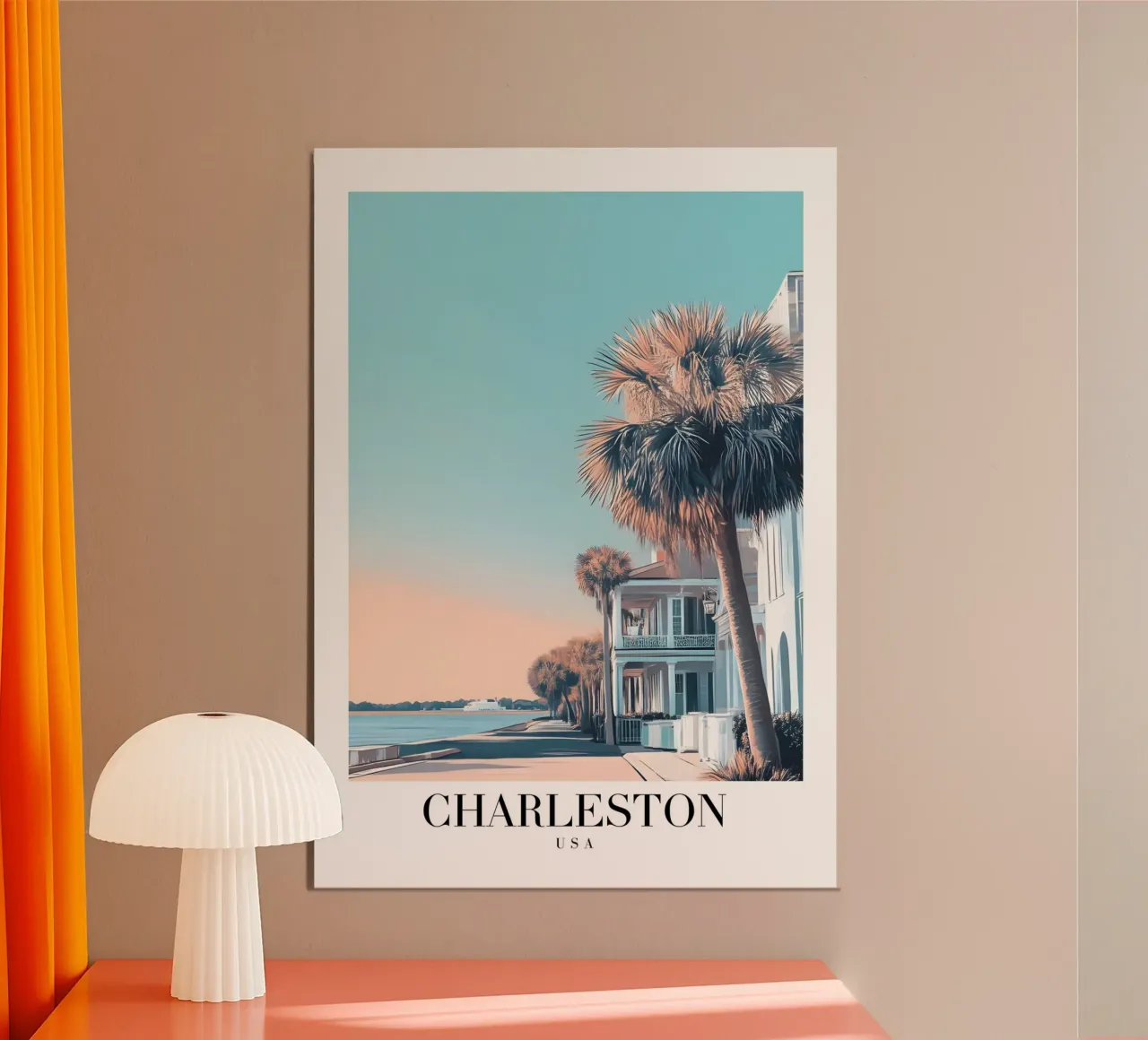 Stampa d'arte sul lungomare di Charleston - Fascino del sud e palme poster da homdeco
