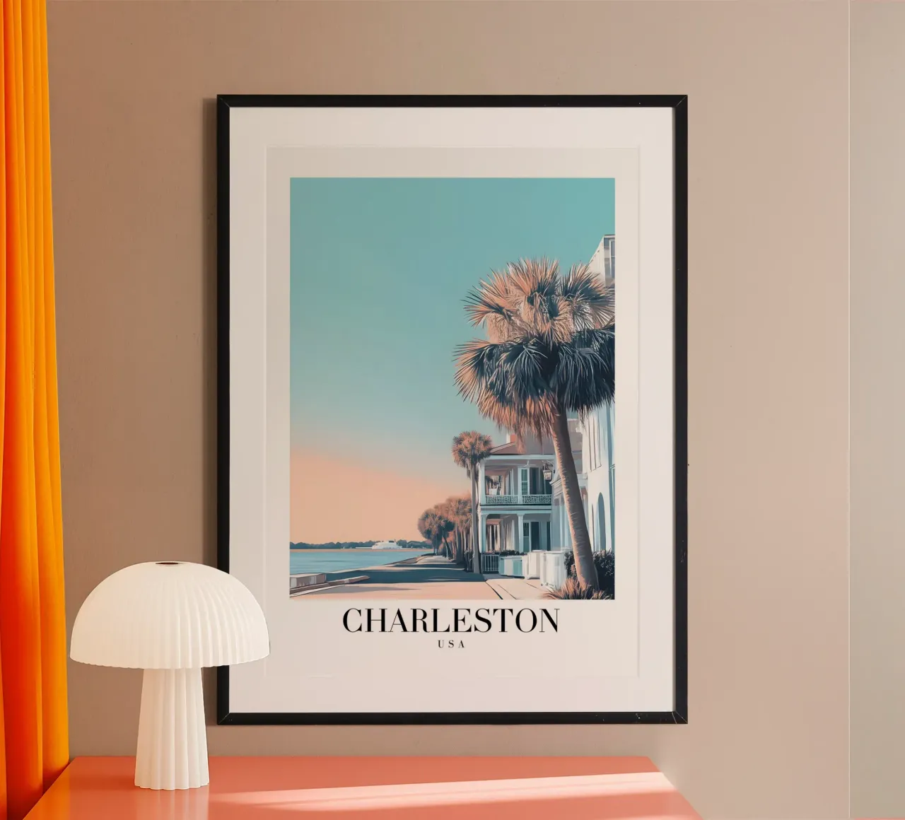 Stampa d'arte sul lungomare di Charleston - Fascino del sud e palme poster da homdeco