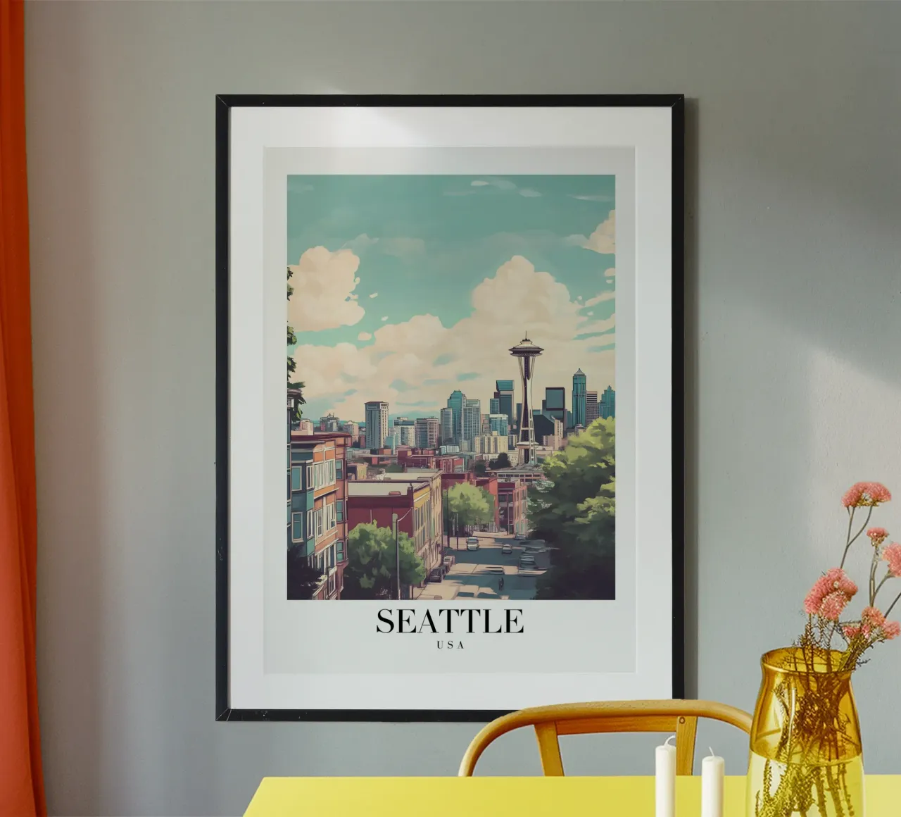 Seattle Skyline Art Print - Space Needle & Cityscape poster de homdeco