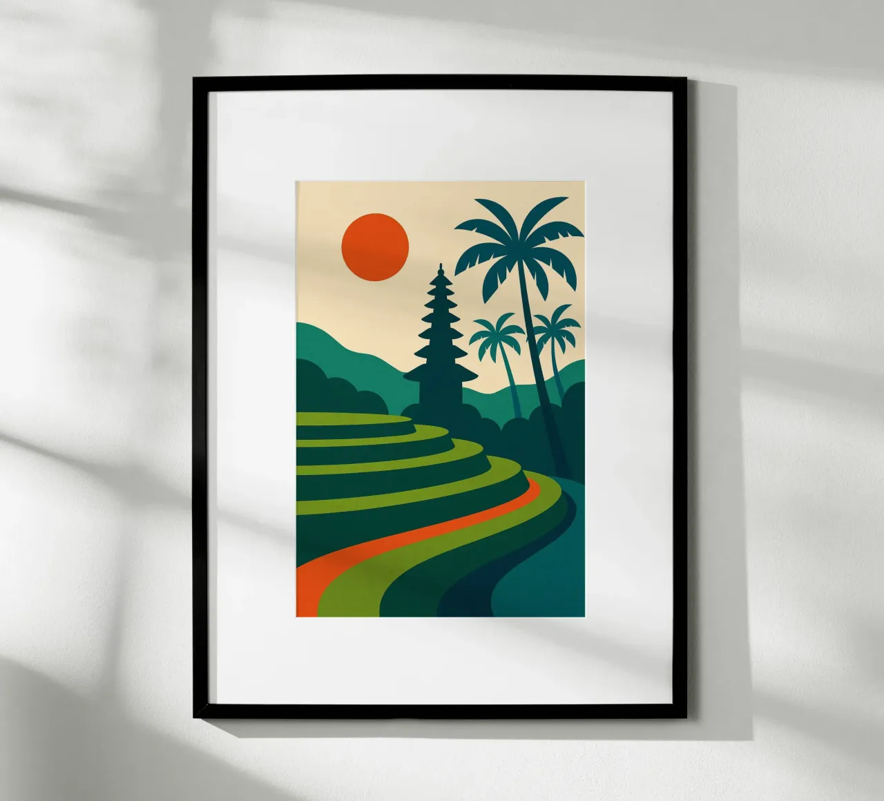 Le terrazze dell'alba di Bali poster con telaio in legno da JETLAG | affiches voyage