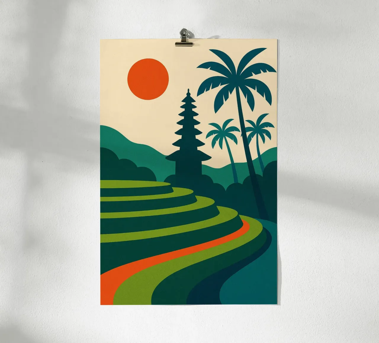 Le terrazze dell'alba di Bali poster con telaio in legno da JETLAG | affiches voyage