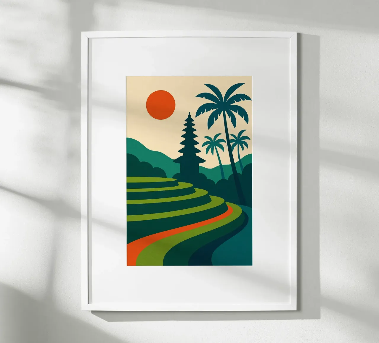 Le terrazze dell'alba di Bali poster con telaio in legno da JETLAG | affiches voyage