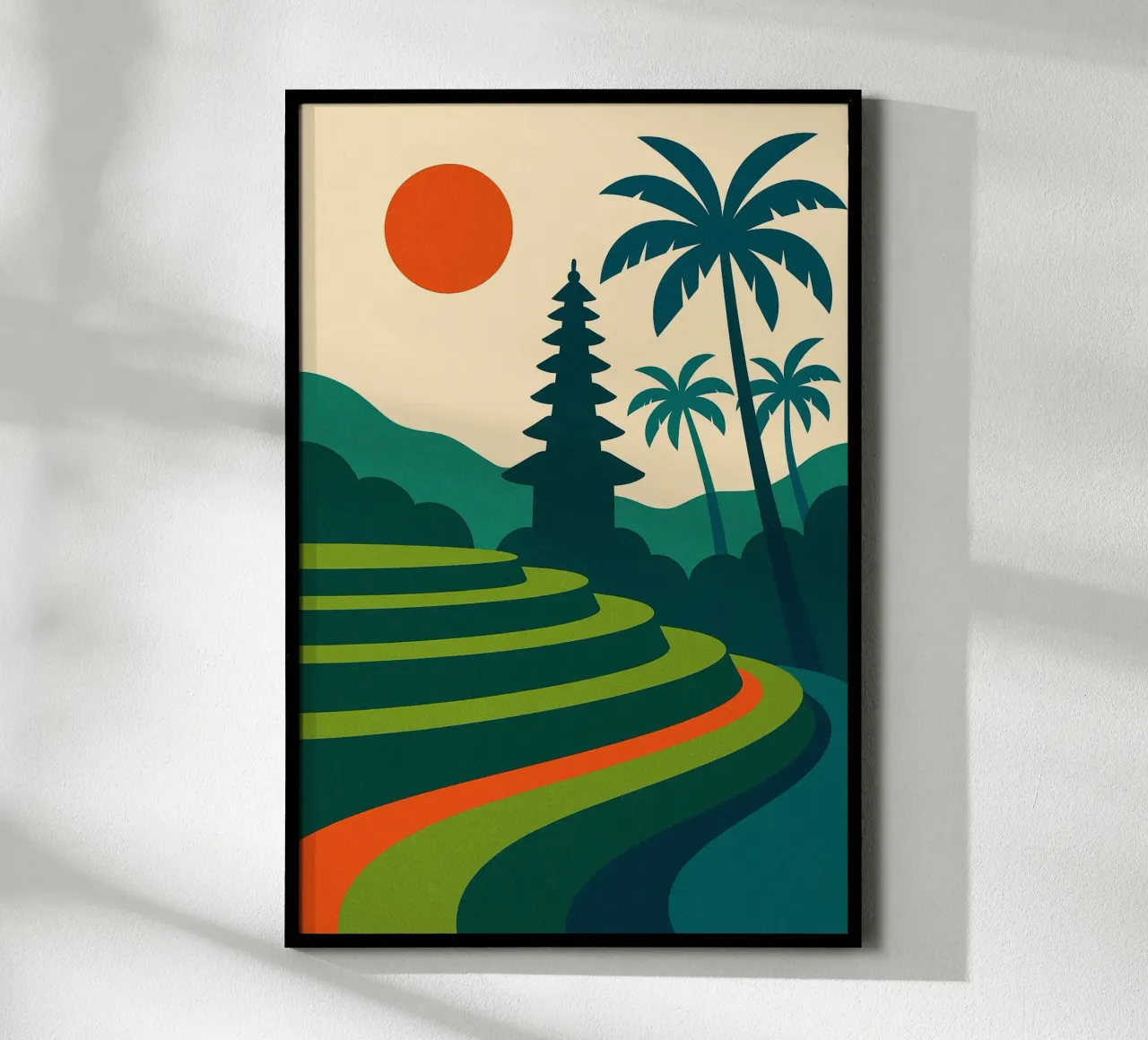 Le terrazze dell'alba di Bali poster con telaio in legno da JETLAG | affiches voyage