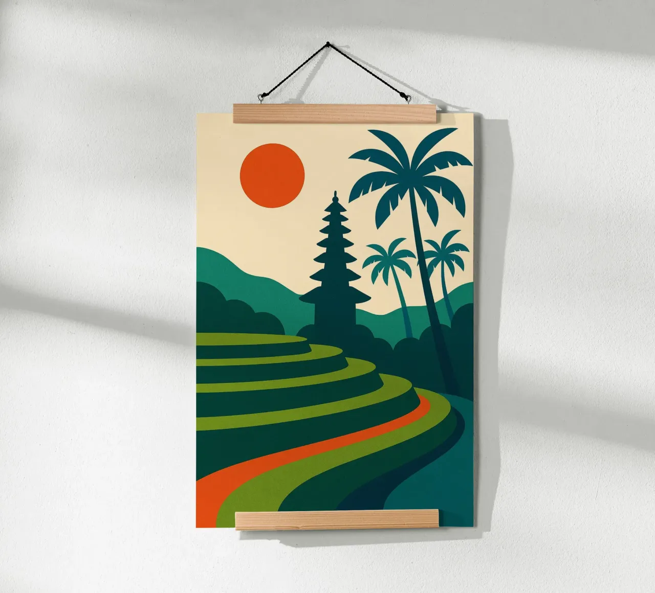 Le terrazze dell'alba di Bali poster con telaio in legno da JETLAG | affiches voyage