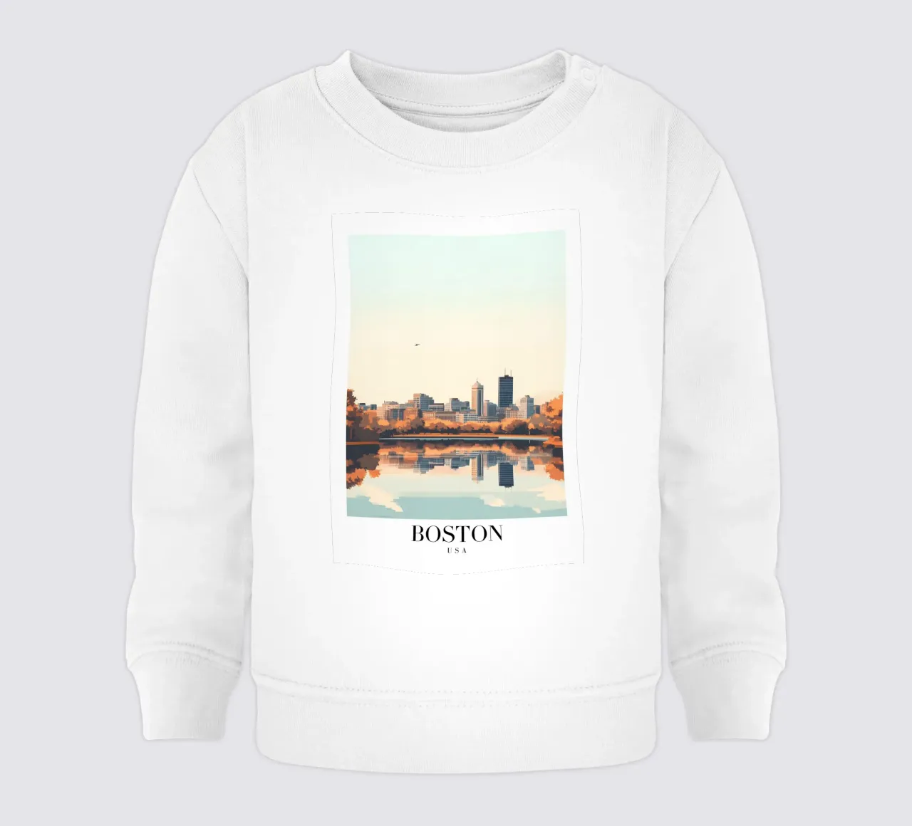 Stampa d'arte sullo skyline di Boston - Riflesso del fiume Charles felpa neonato da homdeco