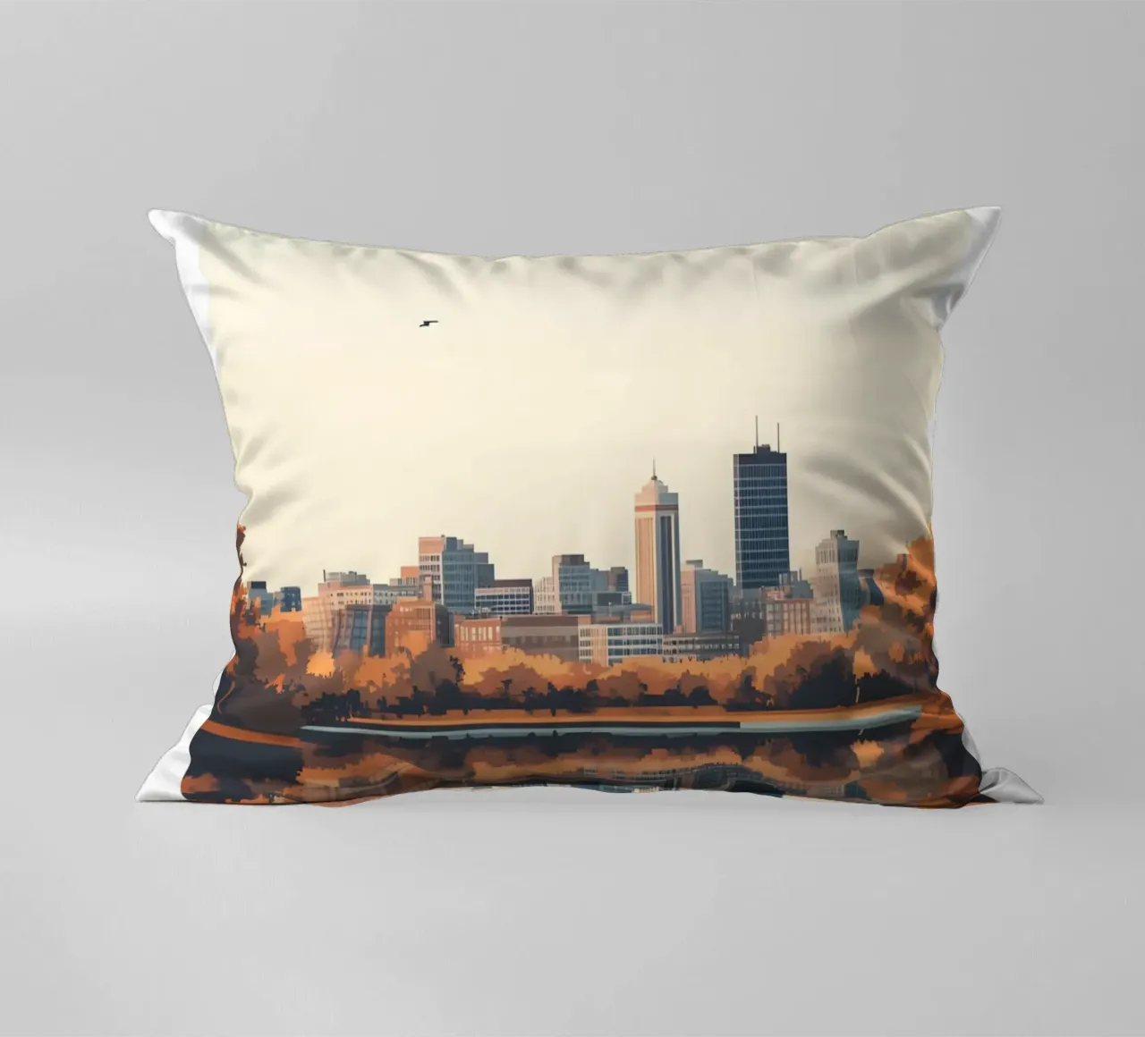 Stampa d'arte sullo skyline di Boston - Riflesso del fiume Charles cuscino da homdeco