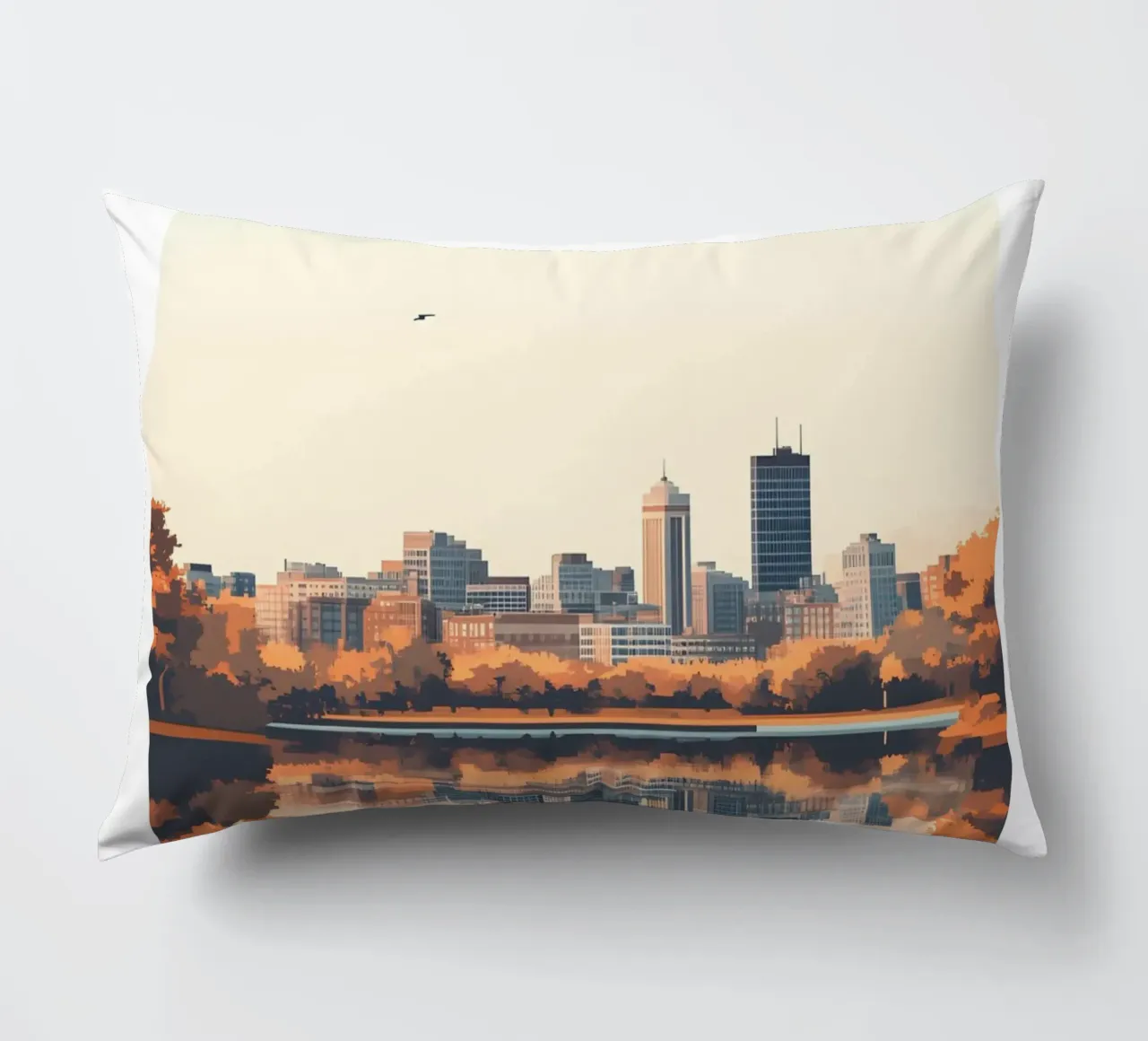Stampa d'arte sullo skyline di Boston - Riflesso del fiume Charles cuscino da homdeco