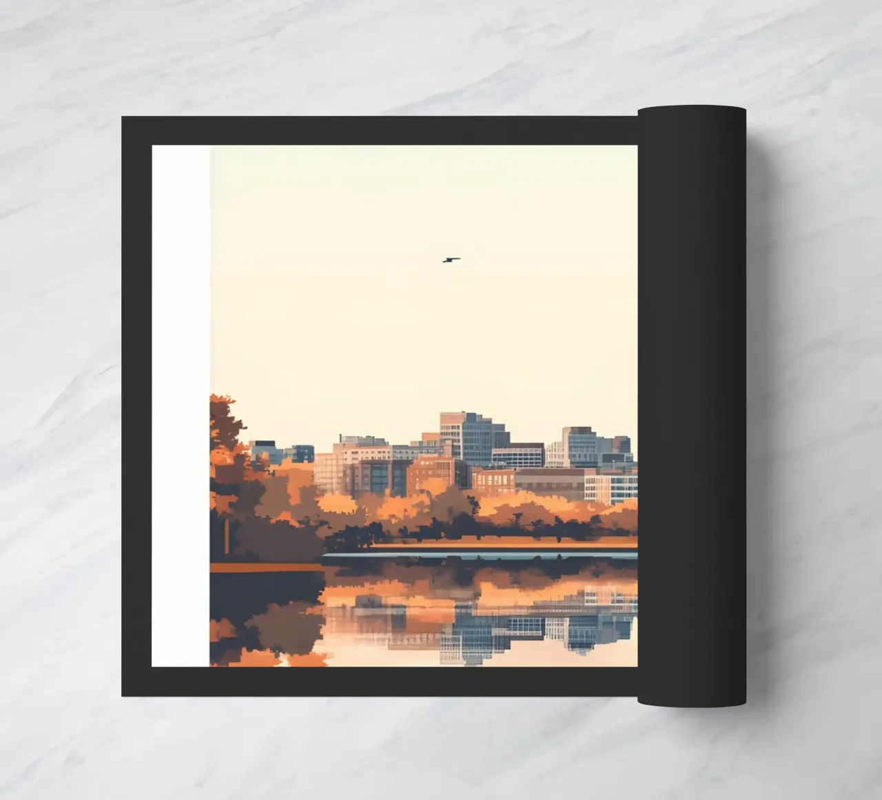 Stampa d'arte sullo skyline di Boston - Riflesso del fiume Charles zerbino da homdeco
