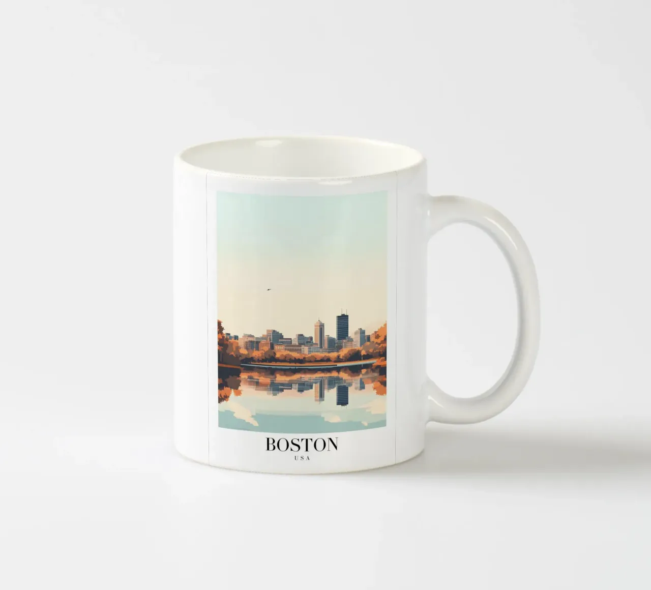 Stampa d'arte sullo skyline di Boston - Riflesso del fiume Charles tazza in ceramica da homdeco