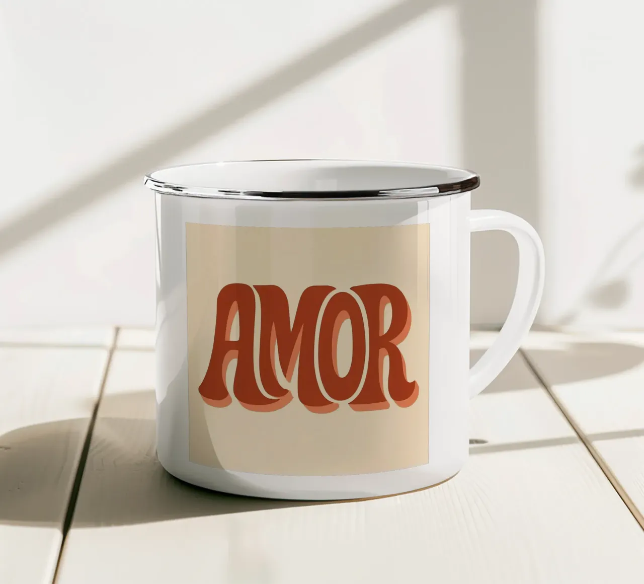 AMOR - Il poster tipografico che emana passione tazza in smalto da Art Typo Essentiel