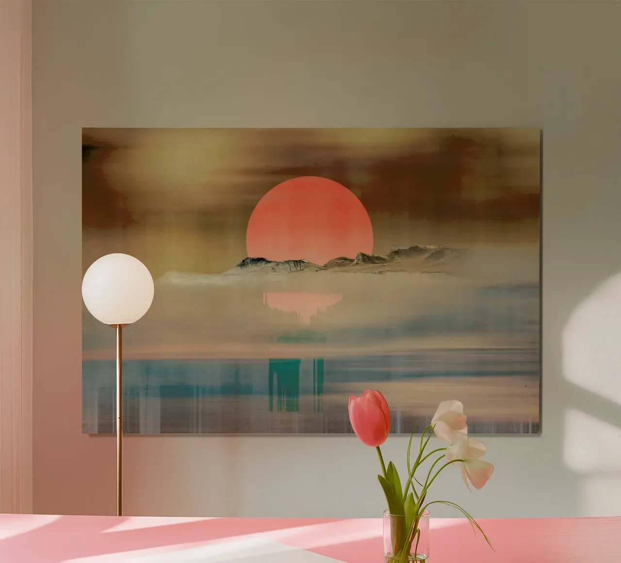 When the sun touches the horizon poster con marco de plástico de Metron