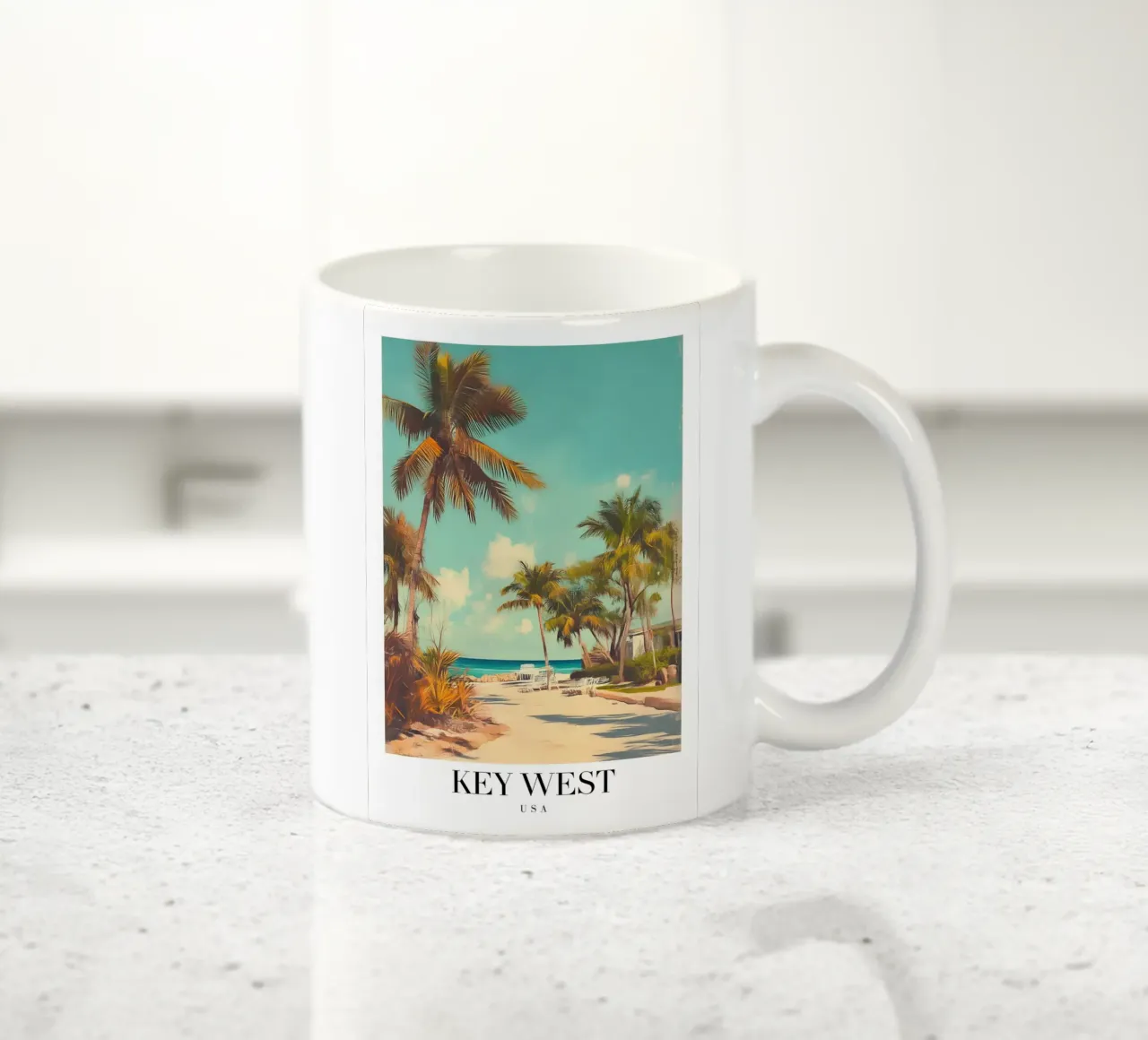 Stampa d'arte sulla spiaggia di Key West - Palme del paradiso tropicale tazza in ceramica da homdeco
