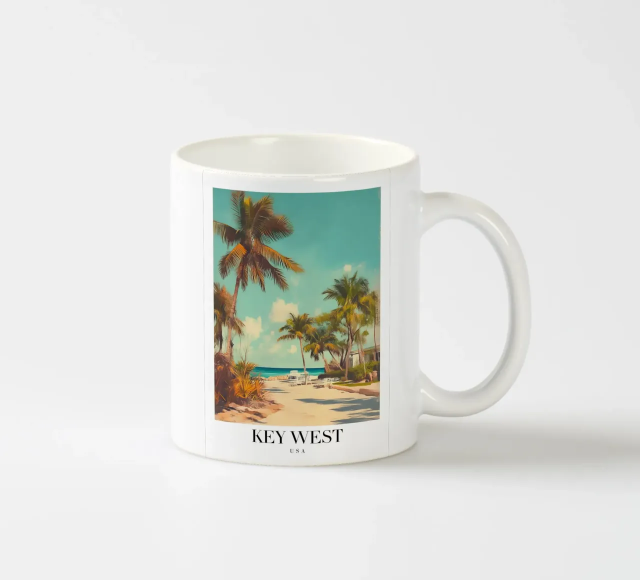 Stampa d'arte sulla spiaggia di Key West - Palme del paradiso tropicale tazza in ceramica da homdeco