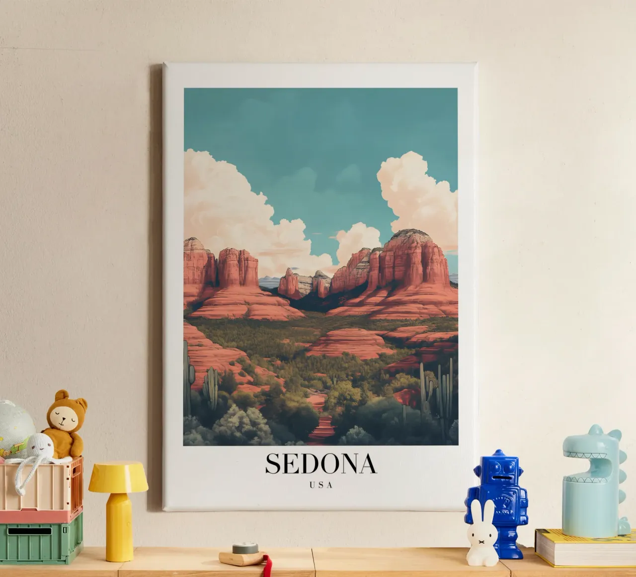 Sedona Red Rocks kunstdruk - Arizona woestijnlandschap canvas met Baklijst van homdeco