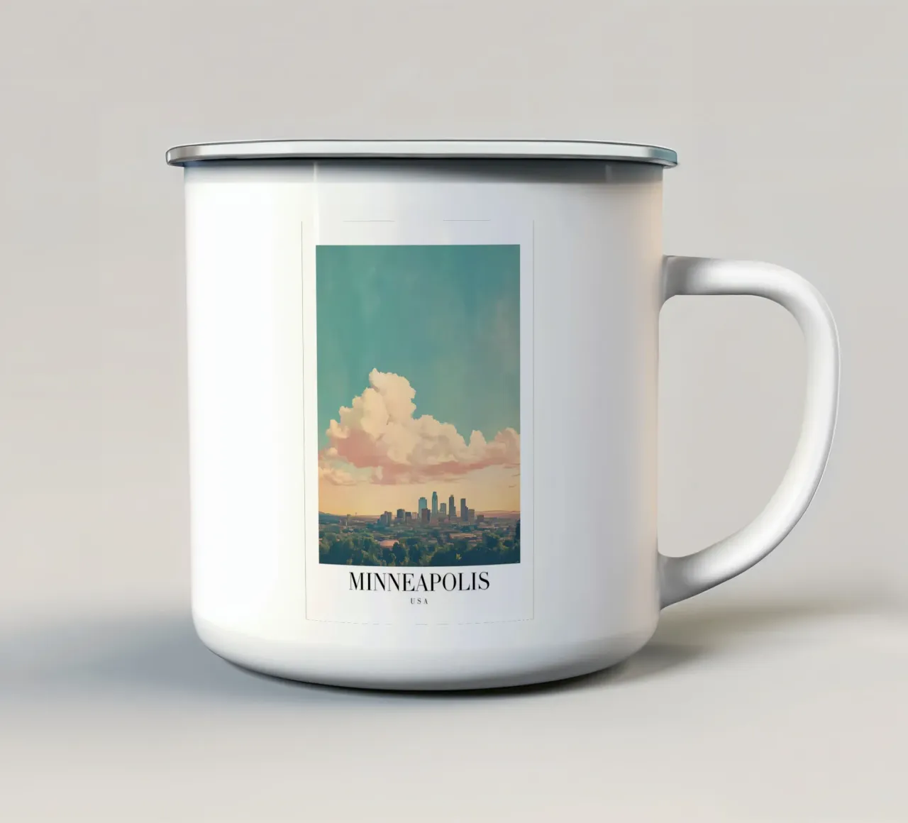 Kunstdruk Skyline Minneapolis - Stad met uitzicht op meren emaille mok van homdeco