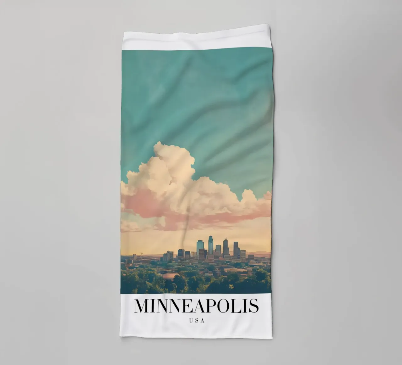 Minneapolis Skyline Art Print - Vue de la ville des lacs serviette de bain de homdeco
