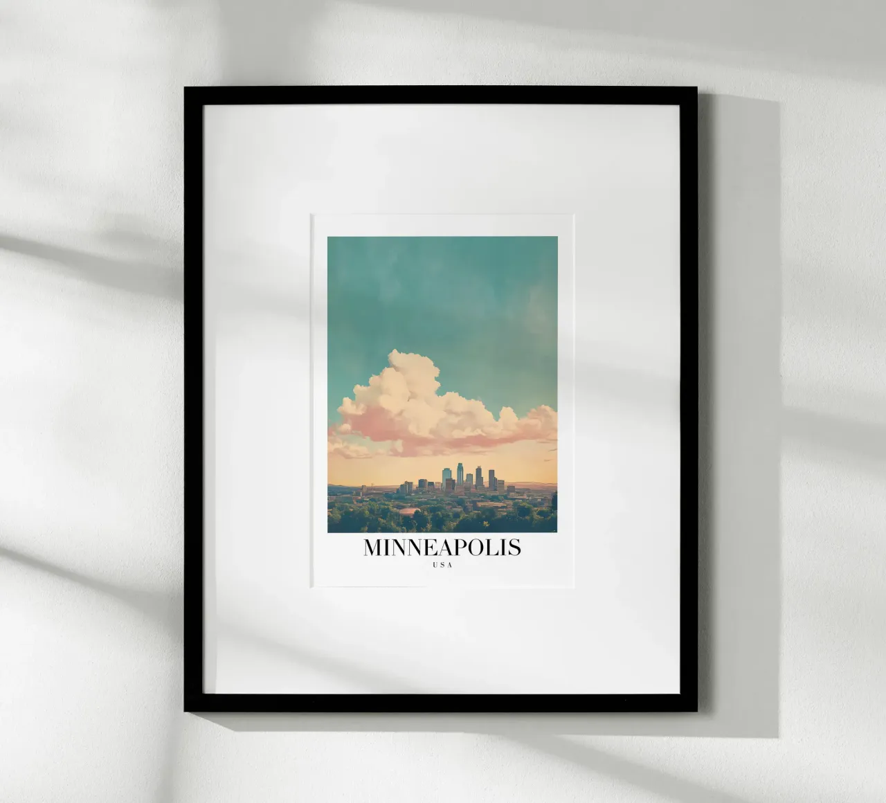 Stampa d'arte sullo skyline di Minneapolis - Vista sulla città dei laghi poster da homdeco