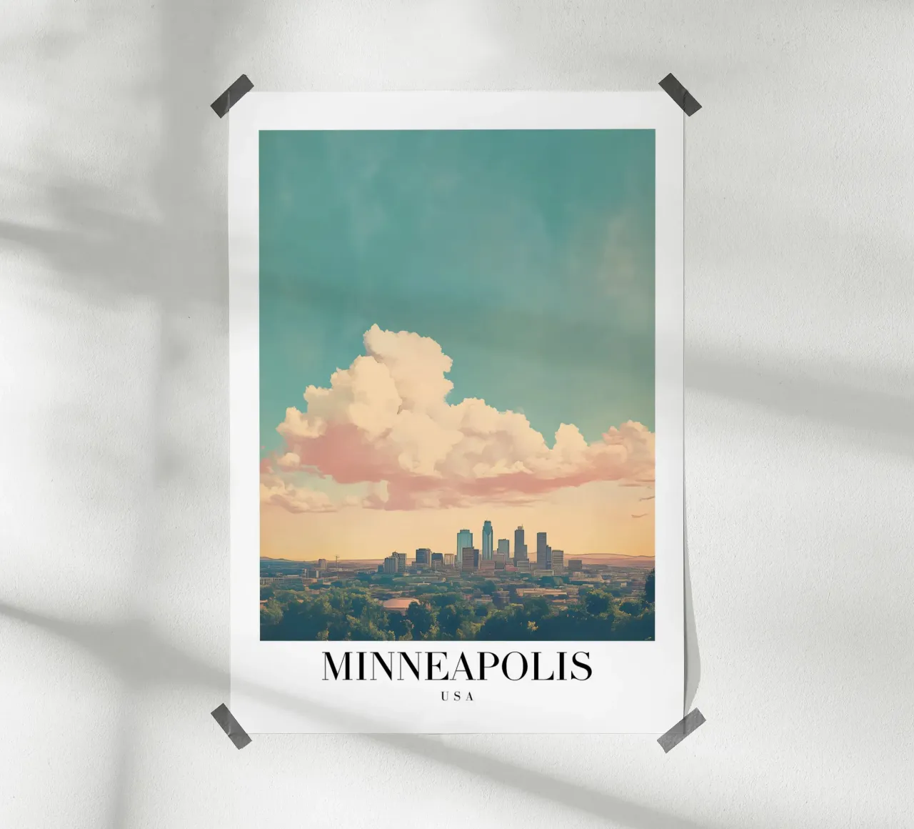 Stampa d'arte sullo skyline di Minneapolis - Vista sulla città dei laghi poster da homdeco