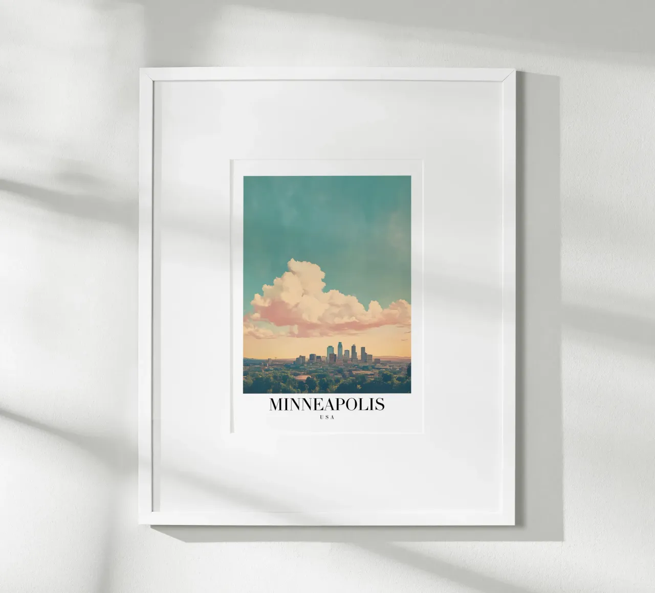 Stampa d'arte sullo skyline di Minneapolis - Vista sulla città dei laghi poster da homdeco