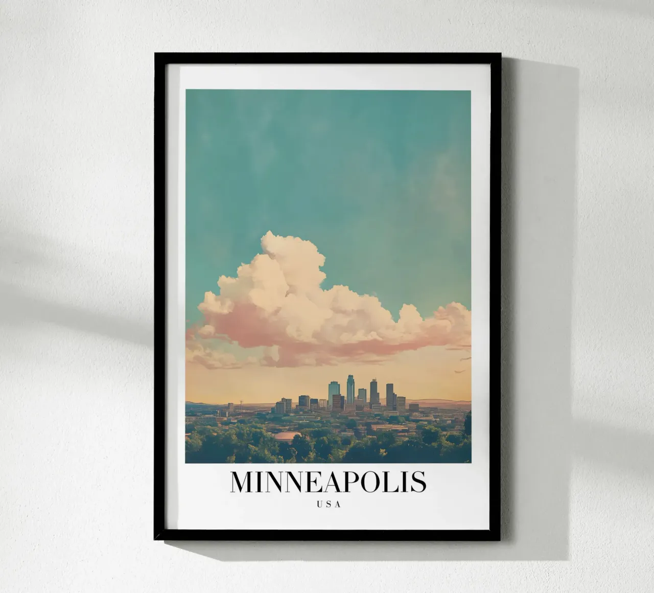 Stampa d'arte sullo skyline di Minneapolis - Vista sulla città dei laghi poster da homdeco