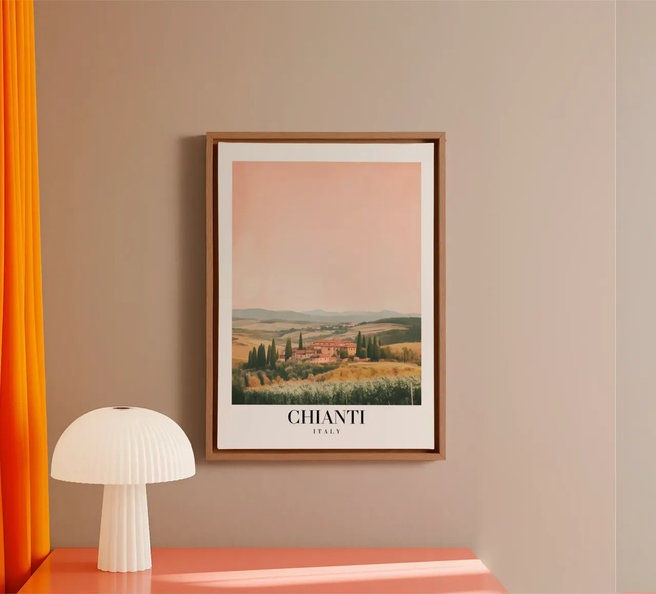 Chianti Toscane Kunstdruk - Italiaans Wijngaardlandschap canvas met Baklijst van homdeco